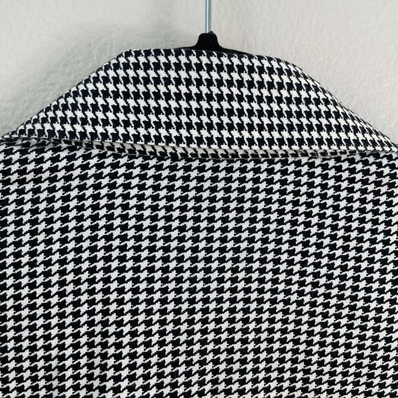 Chaps Womens Large Black White No Iron Houndstooth Button Up Shirt Long Sleeve - Picture 10 of 10